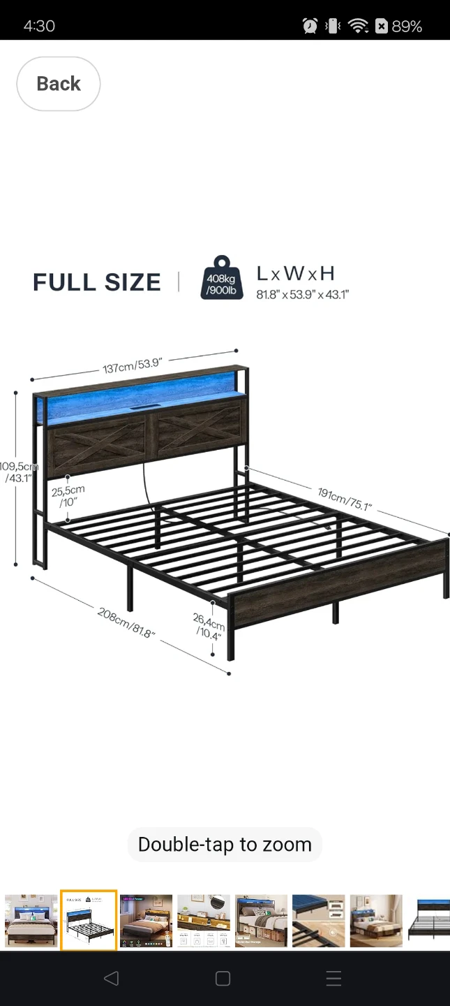 Double Bed Frame + 10" Memory Foam Hybrid Mattress - photo 3