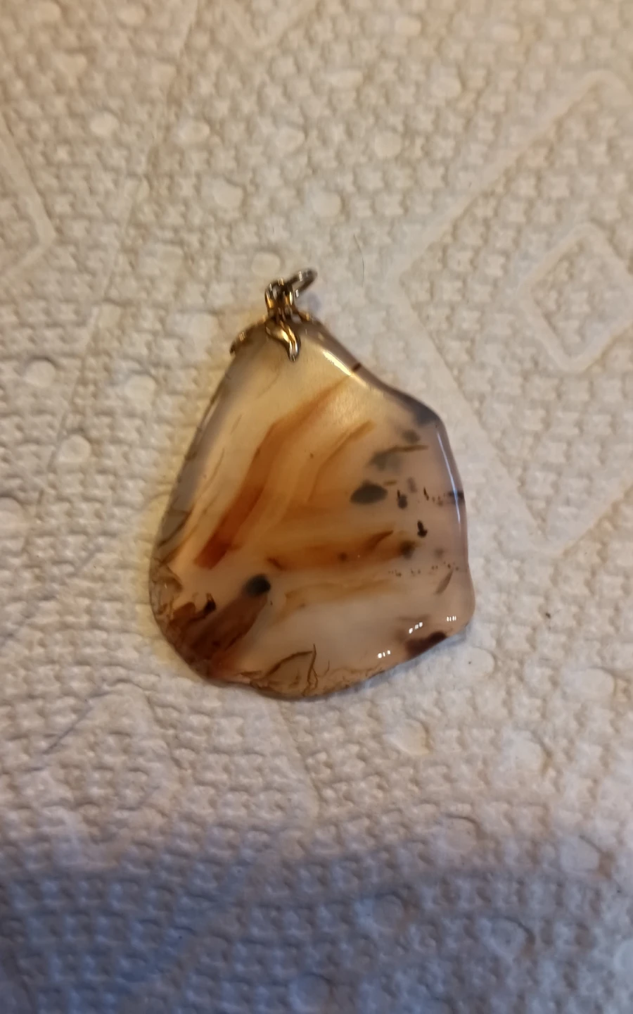 Vintage 2.5” Montana Agate Statement Pendant
