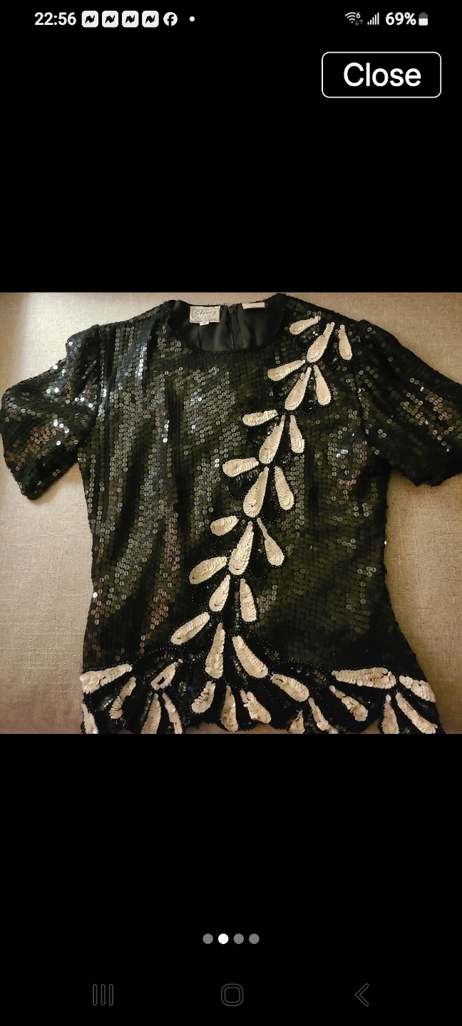 Stenay Black and White Sequin Top Size S
