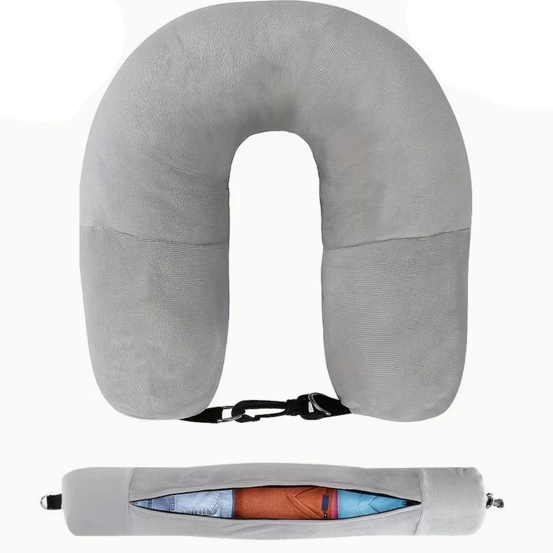 2 in 1 Grey Travel Neck Pillow