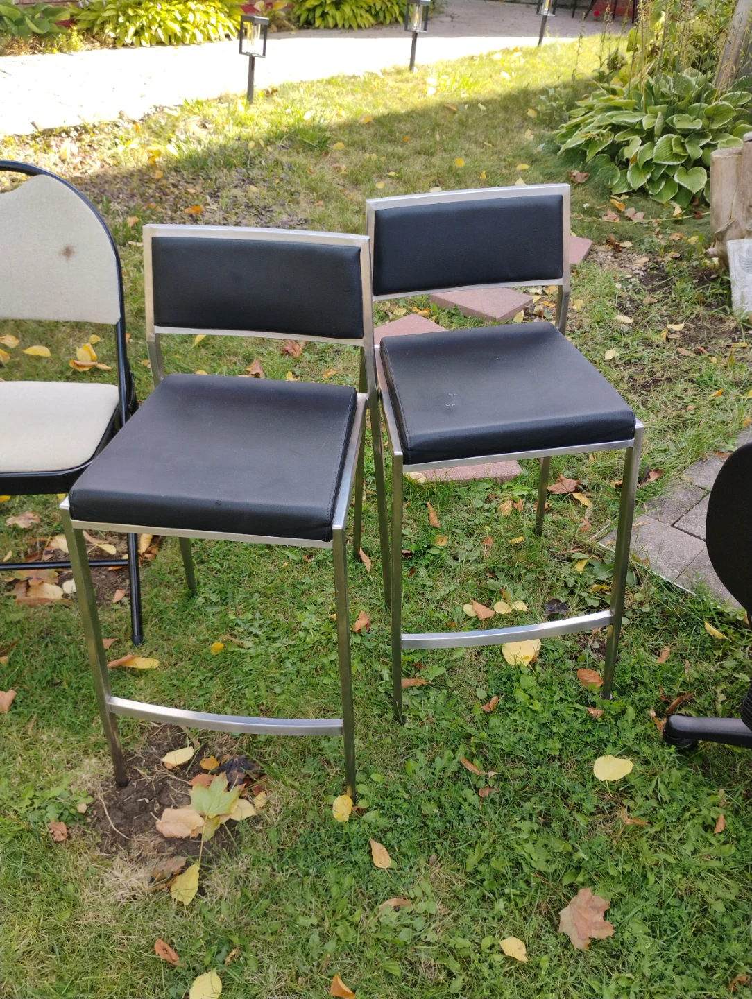 Set of 2 Black Faux Leather Bar Stools