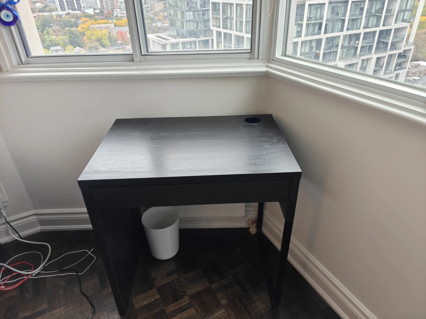 IKEA Black Computer Desk with Drawer - photo 2