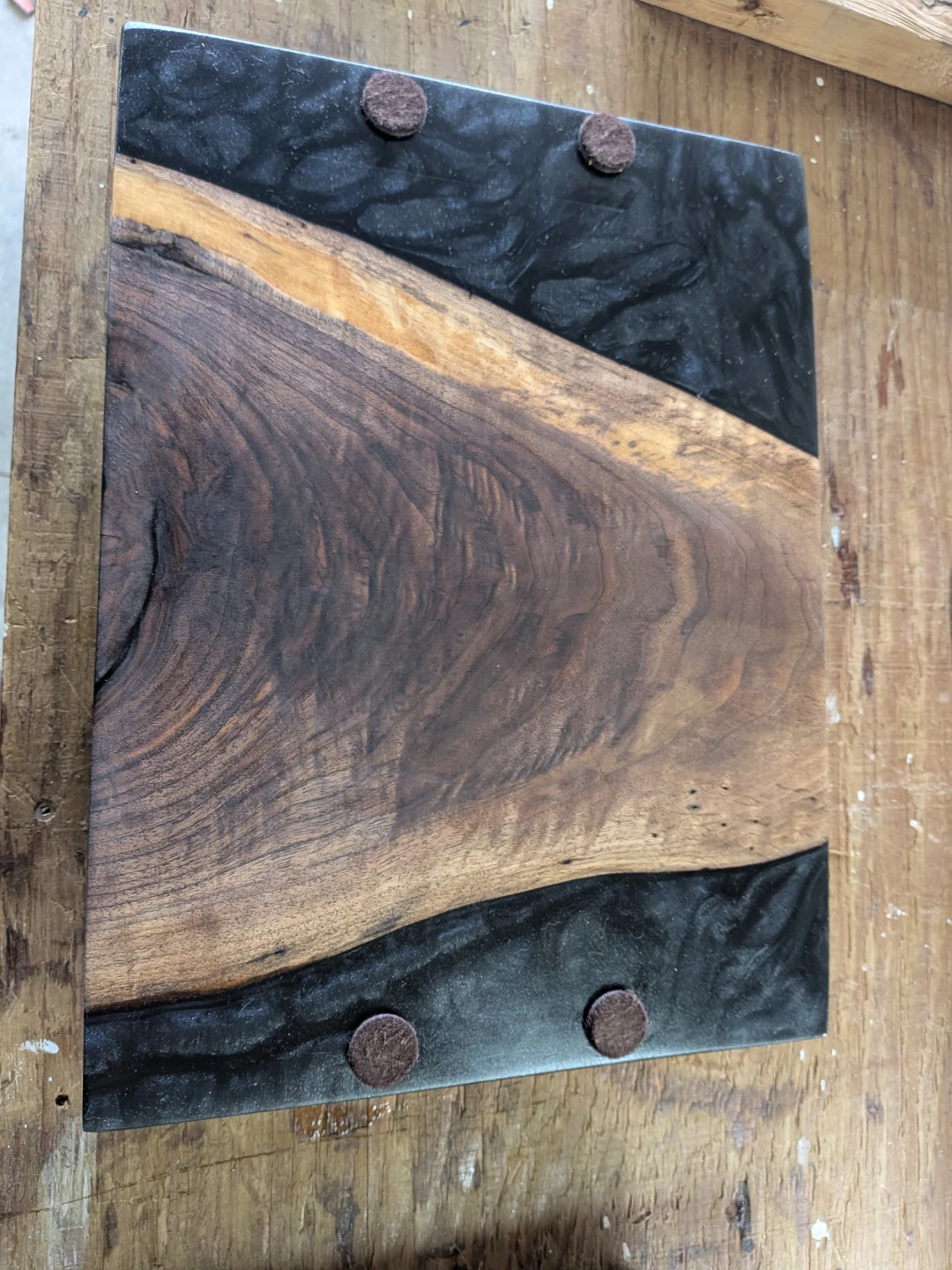 Live Edge Walnut and Black Resin Serving Tray - photo 2