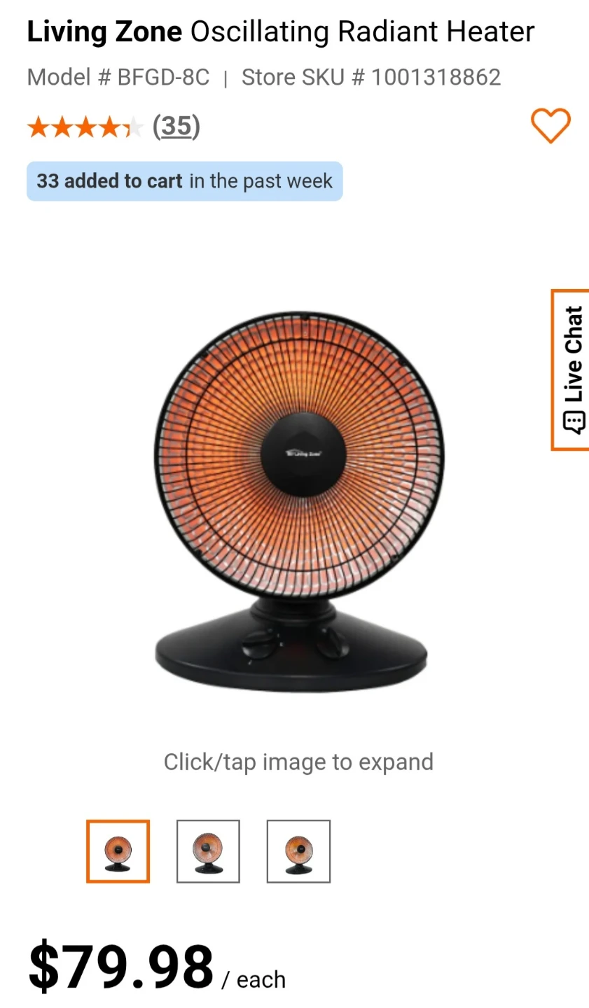 Living Zone Oscillating Radiant Heater BFGD-8C - photo 3