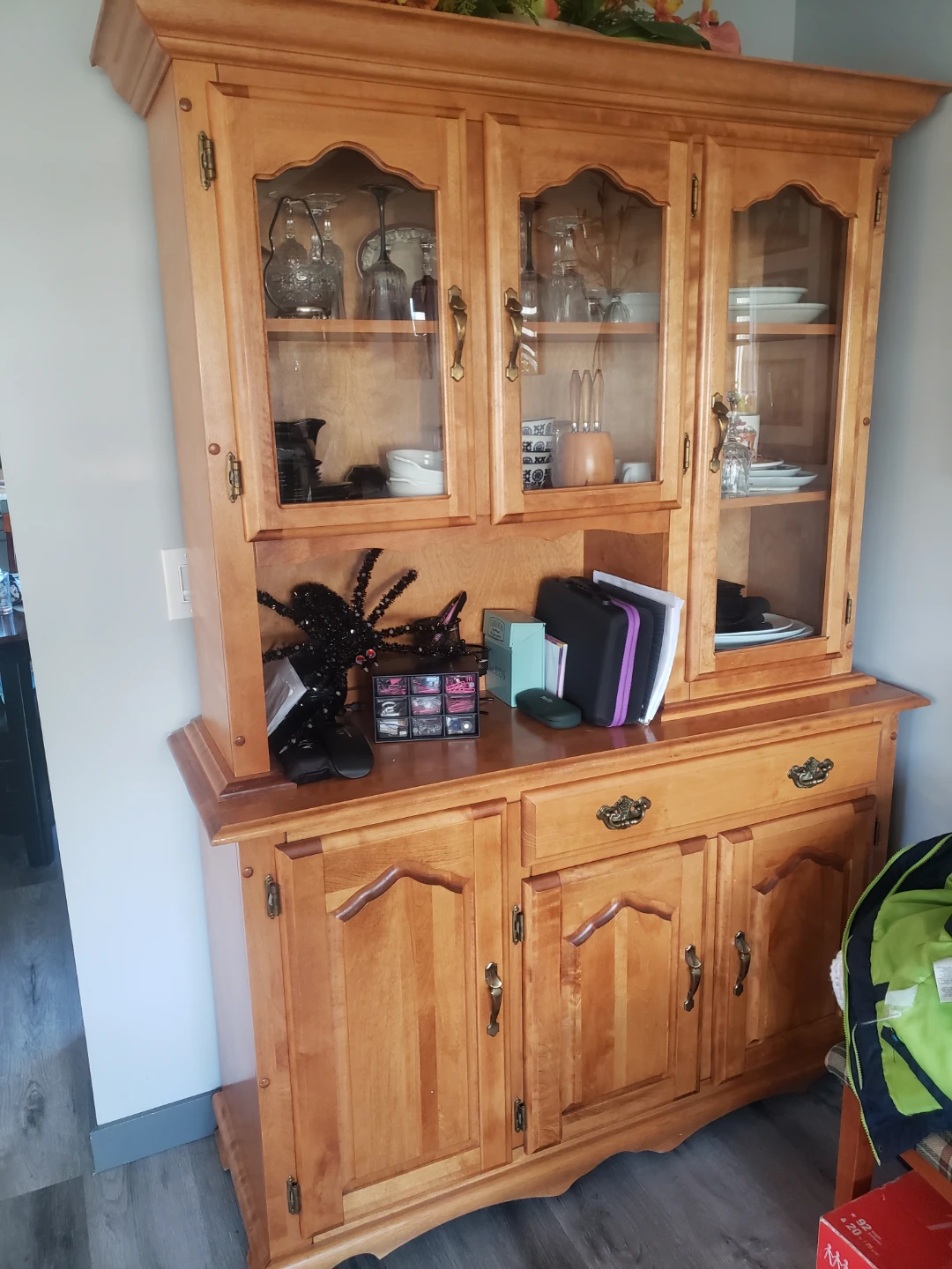 Canadel brand 2 piece solid wood cabinet.
