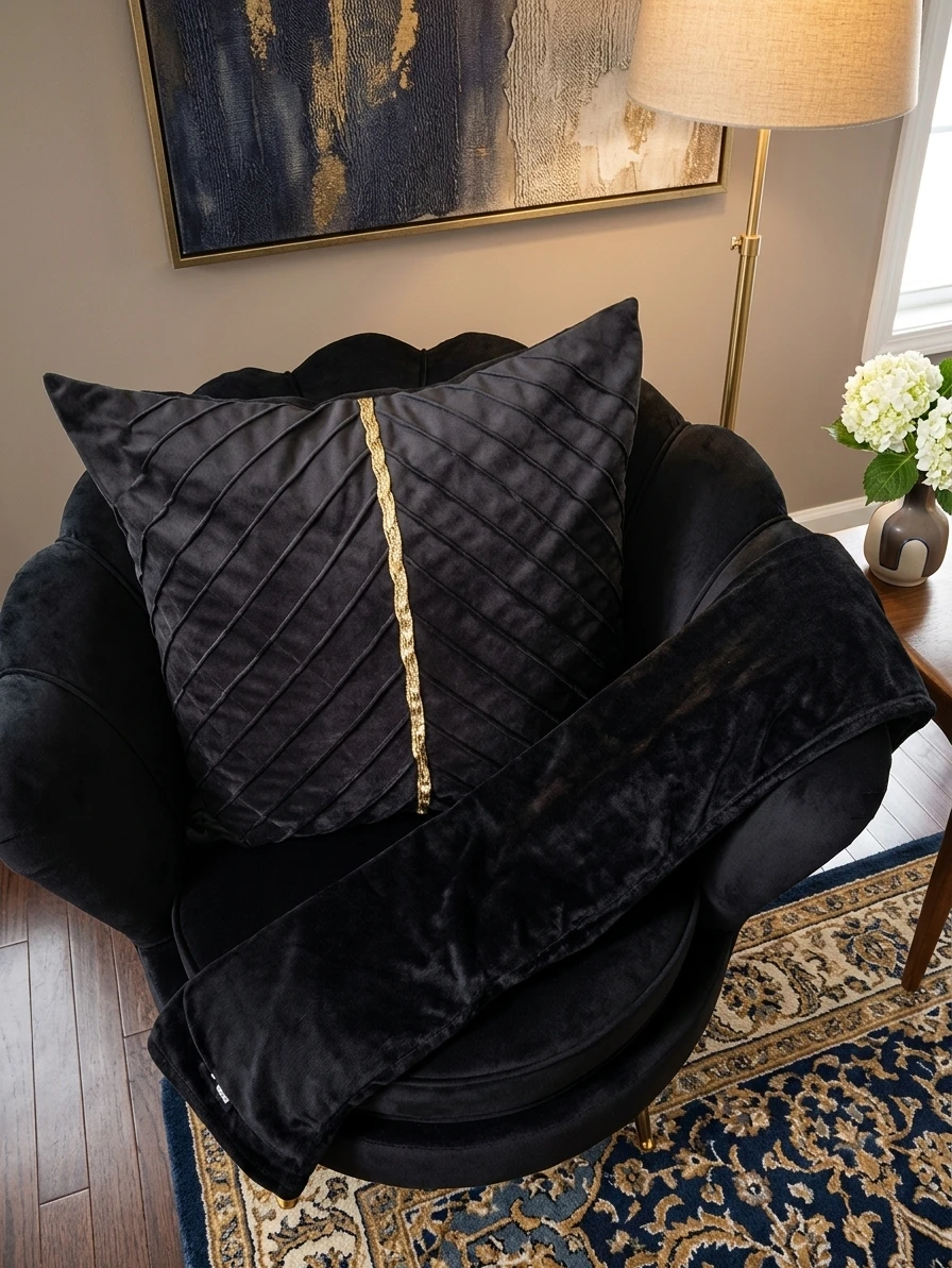 Velvet Scalloped Accent Chair
