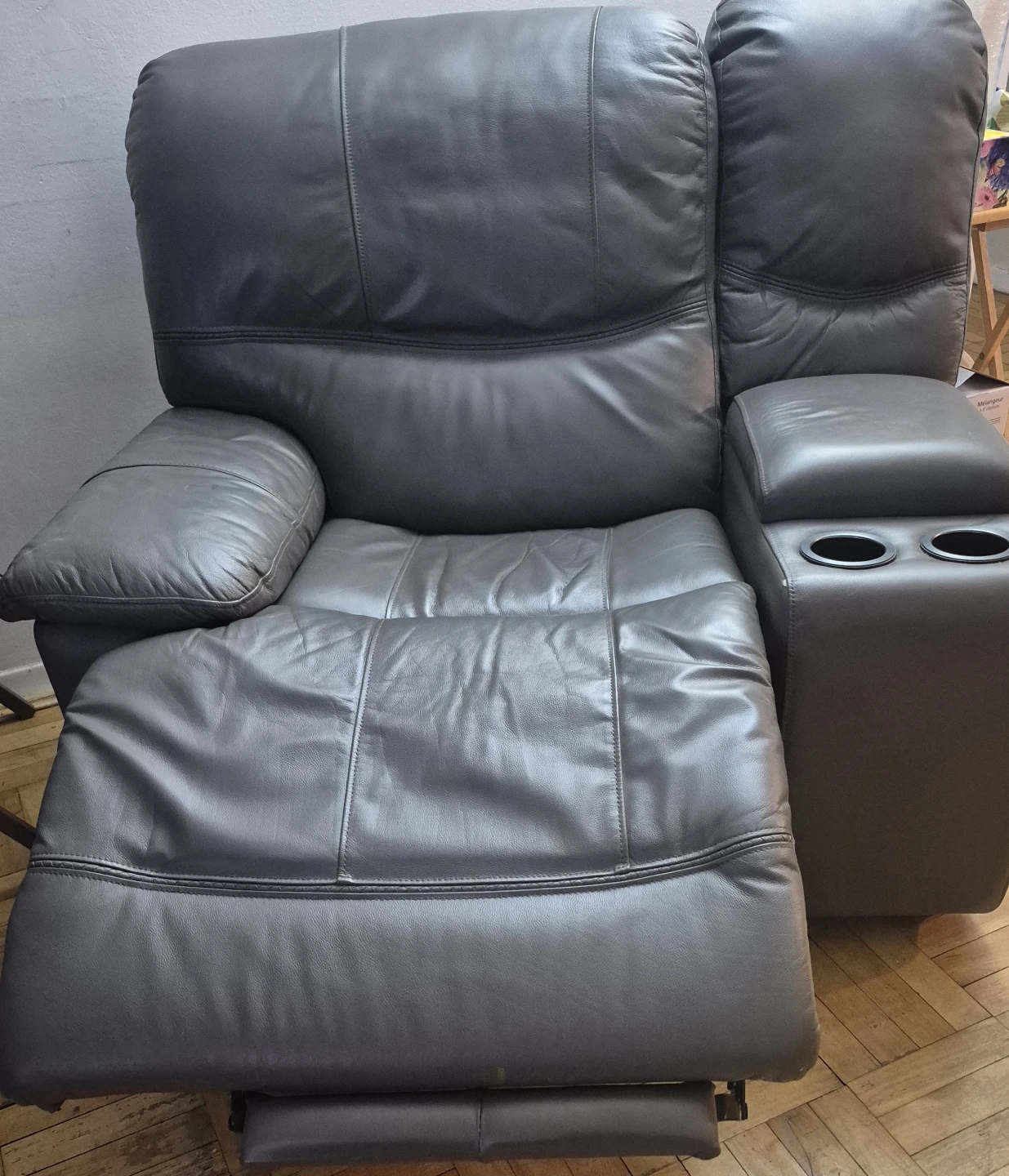 Franco Grey Genuine Leather Power Recliner Chair - photo 3