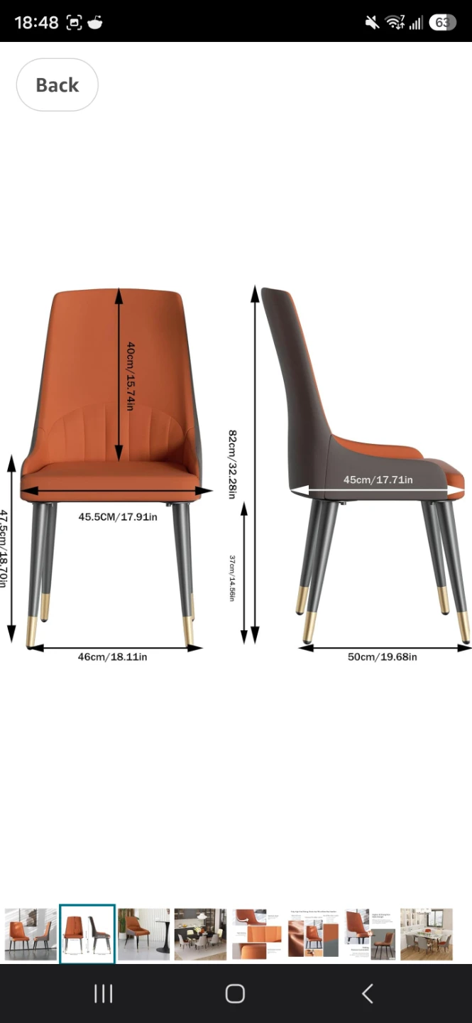 Upholstered Dining Chairs, Set of 2 (Orange/Grey) - Brand New - photo 5