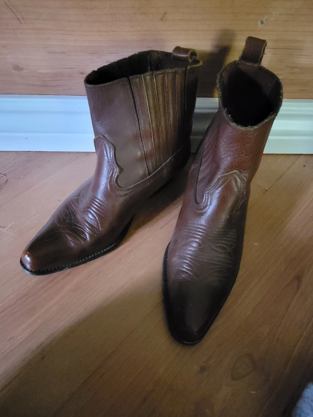 Brown Leather Cowboy Ankle Boots - photo 2
