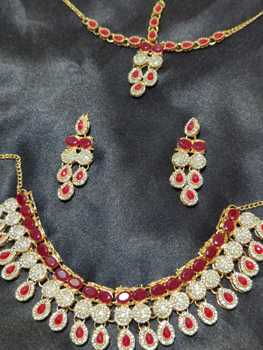 Red Stone and Rhinestone Jewellery Set - photo 2
