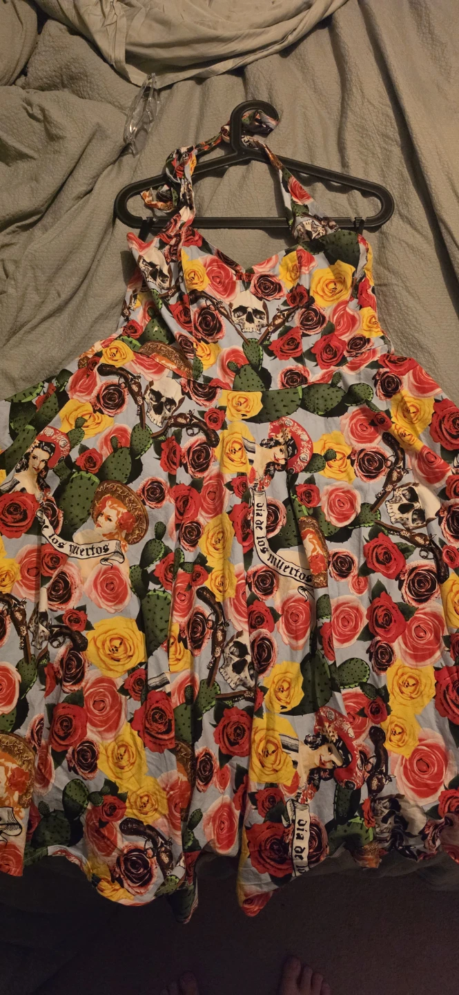 Hell Bunny Vixen Floral Skull Print Dress