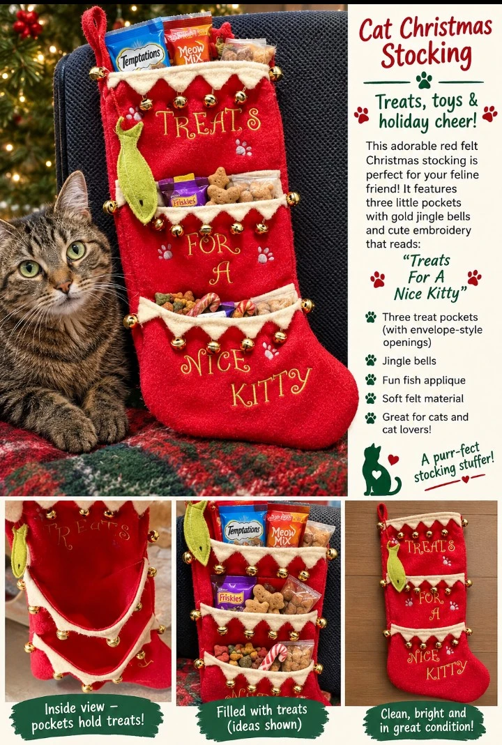 Cat Christmas Treat Stocking