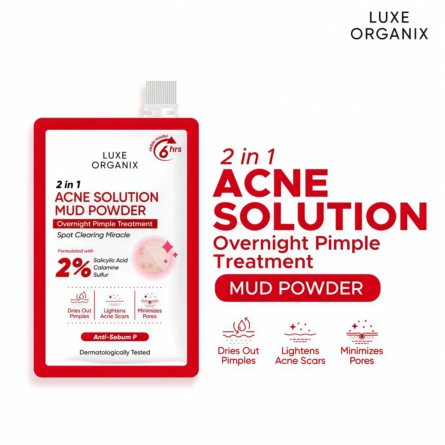 2 in 1 Acne Solution Mud Powder Overnight Pimple Treatment 9g