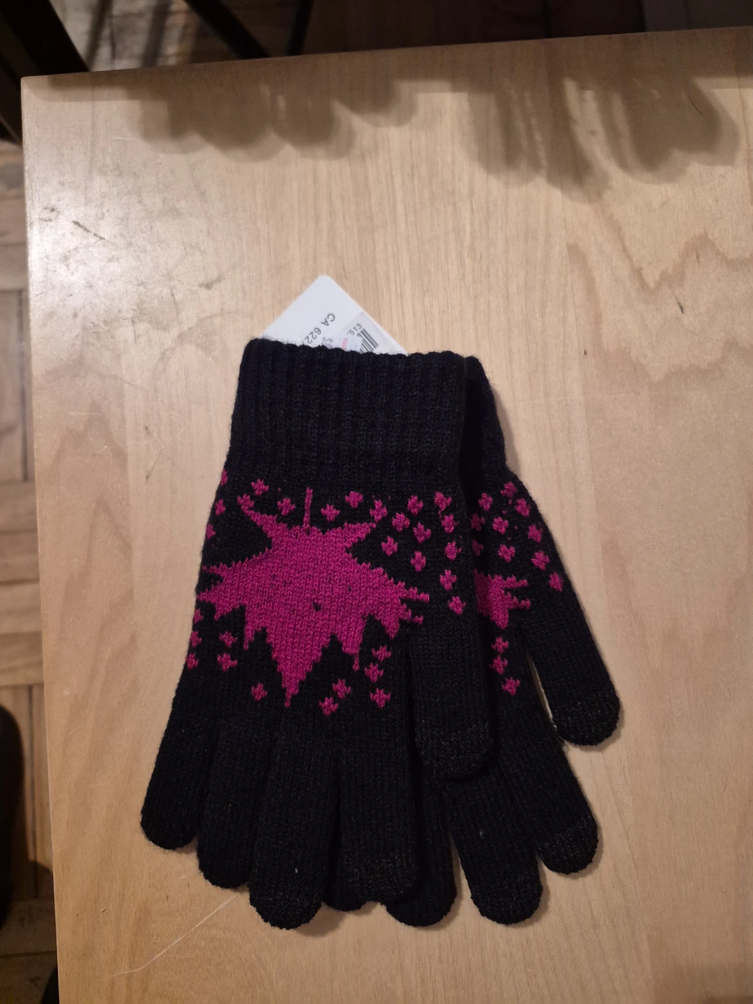 BN) Maple Leaf Knit Gloves Blk/Pink - photo 2