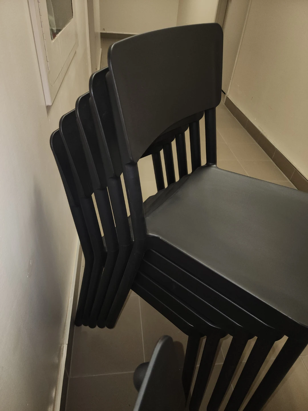 Set of 6 Black Stackable Chairs - photo 2