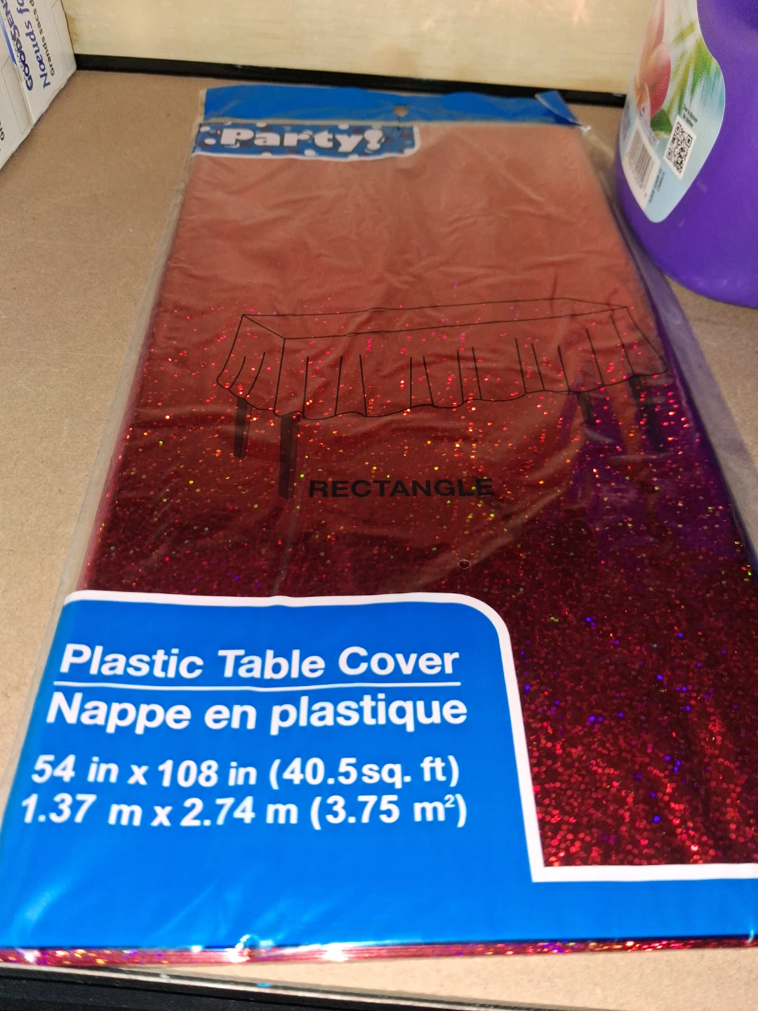 Party Plastic Table Cover Red Glitter