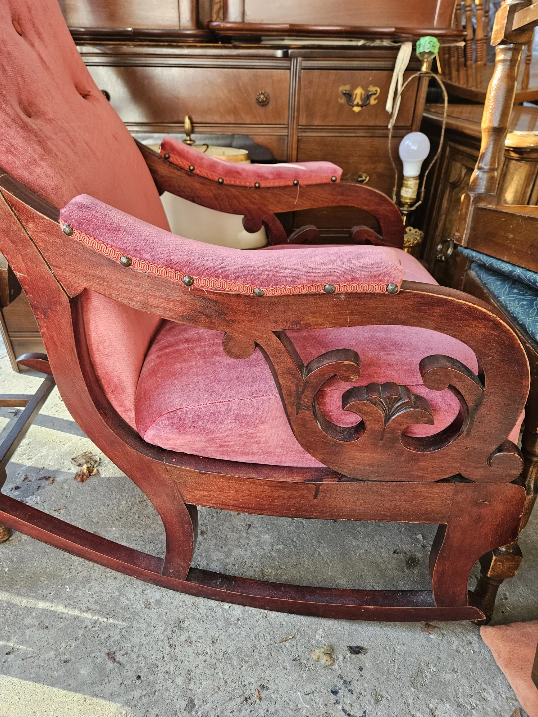 Vintage Velvet Rocking Chair