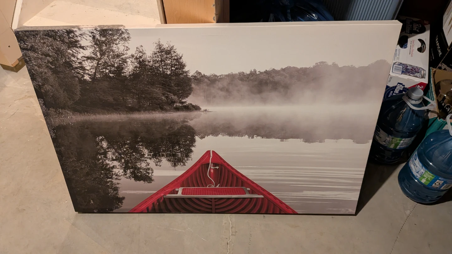 Red Canoe Lake Canvas Wall Art