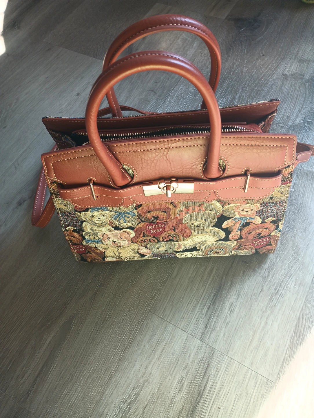 Henney Bear Tapestry Handbag