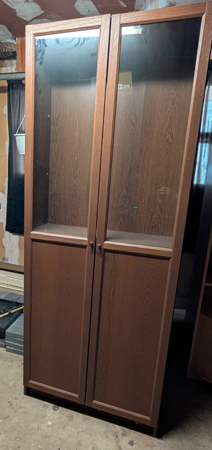3 Tall Wooden Cabinet with Glass Doors