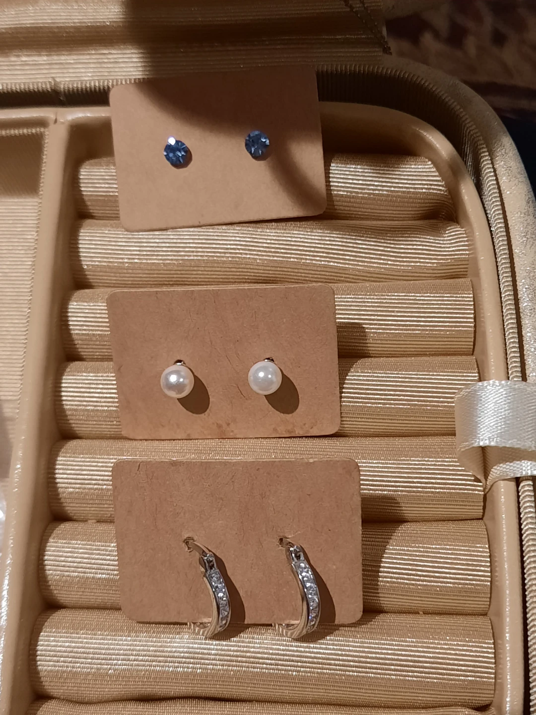 3 pairs solid sterling silver earrings hoops studs