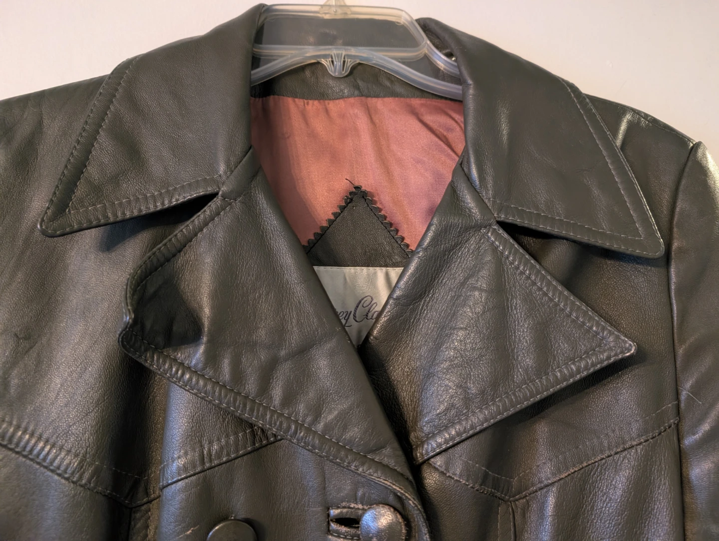 Vintage Double-Breasted Leather Car Coat - photo 5