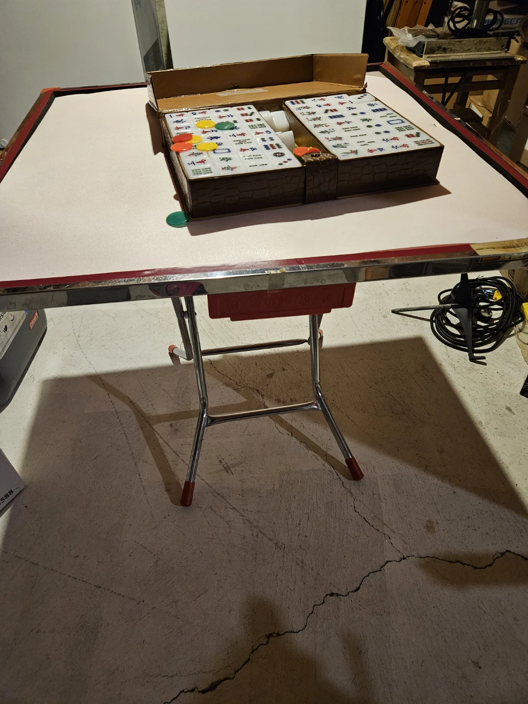 Folding Mahjong Table and Tile Set