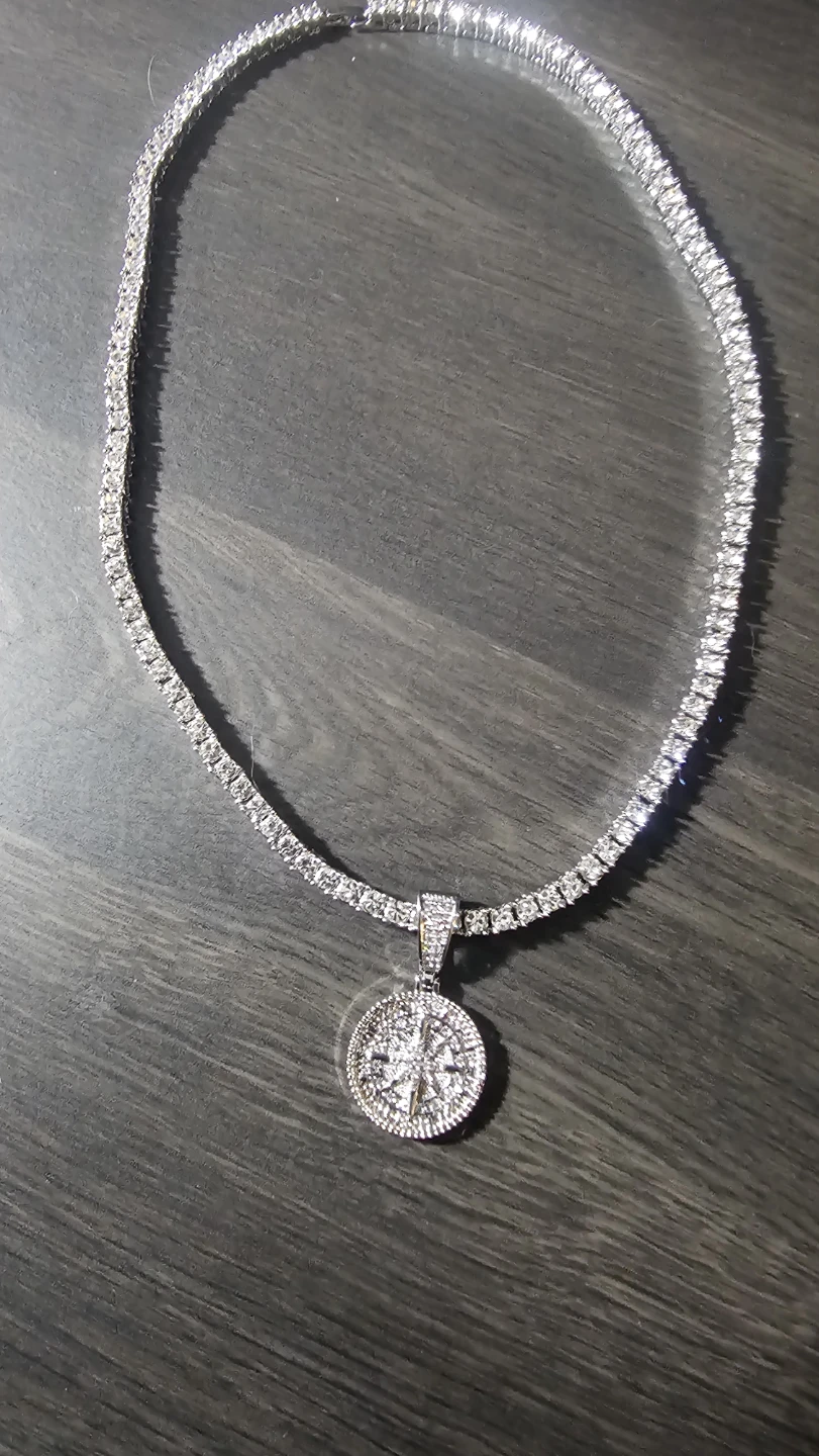 Iced Out Compass Pendant Tennis Chain - photo 5