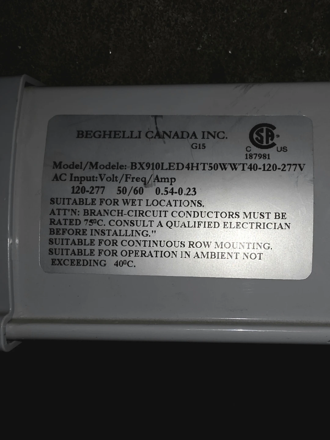 Beghelli 4ft BX910LED4HT50WWT40 LED Light Fixture - photo 2