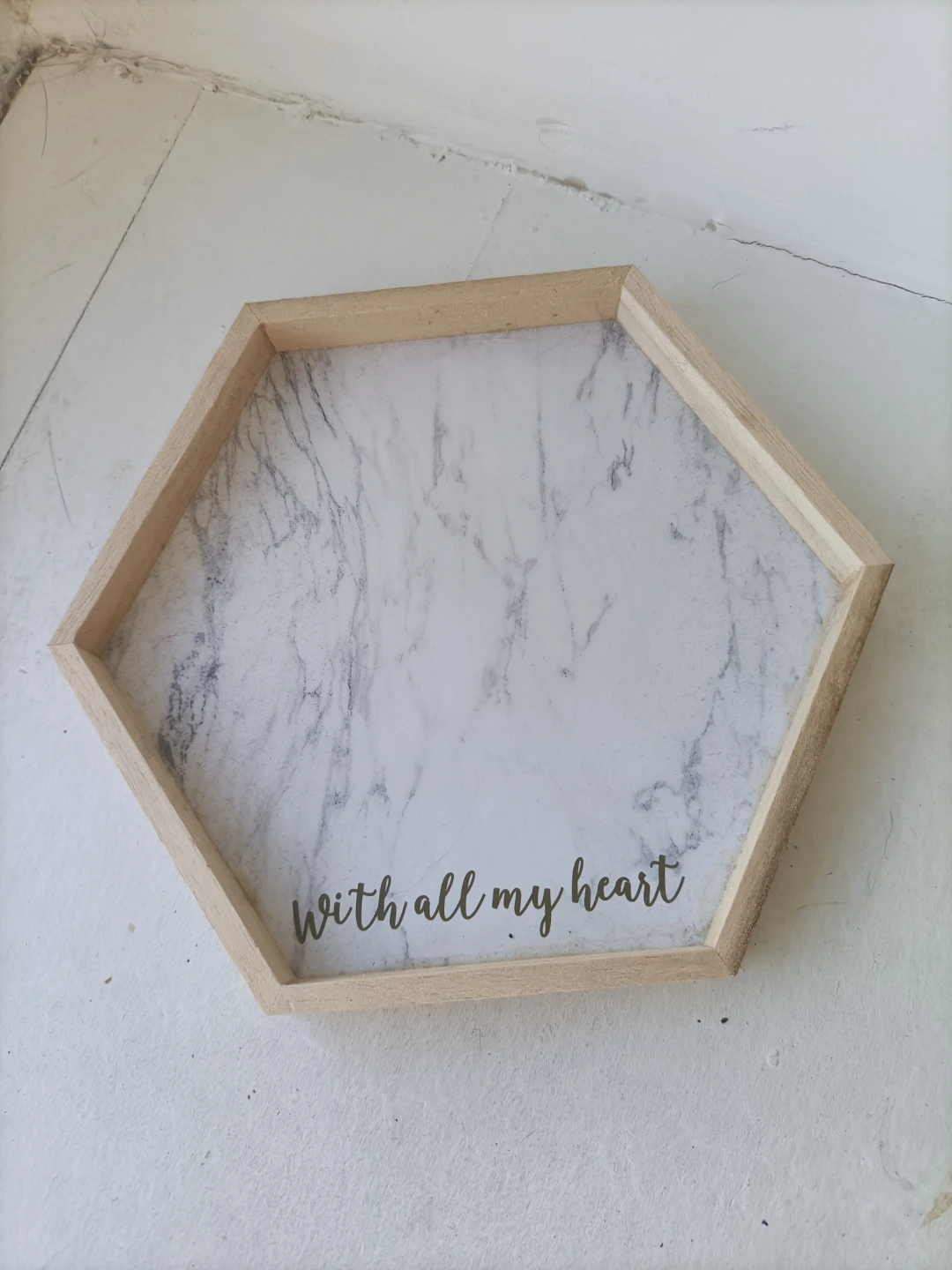 Hexagonal Marble Effect Decorative Tray