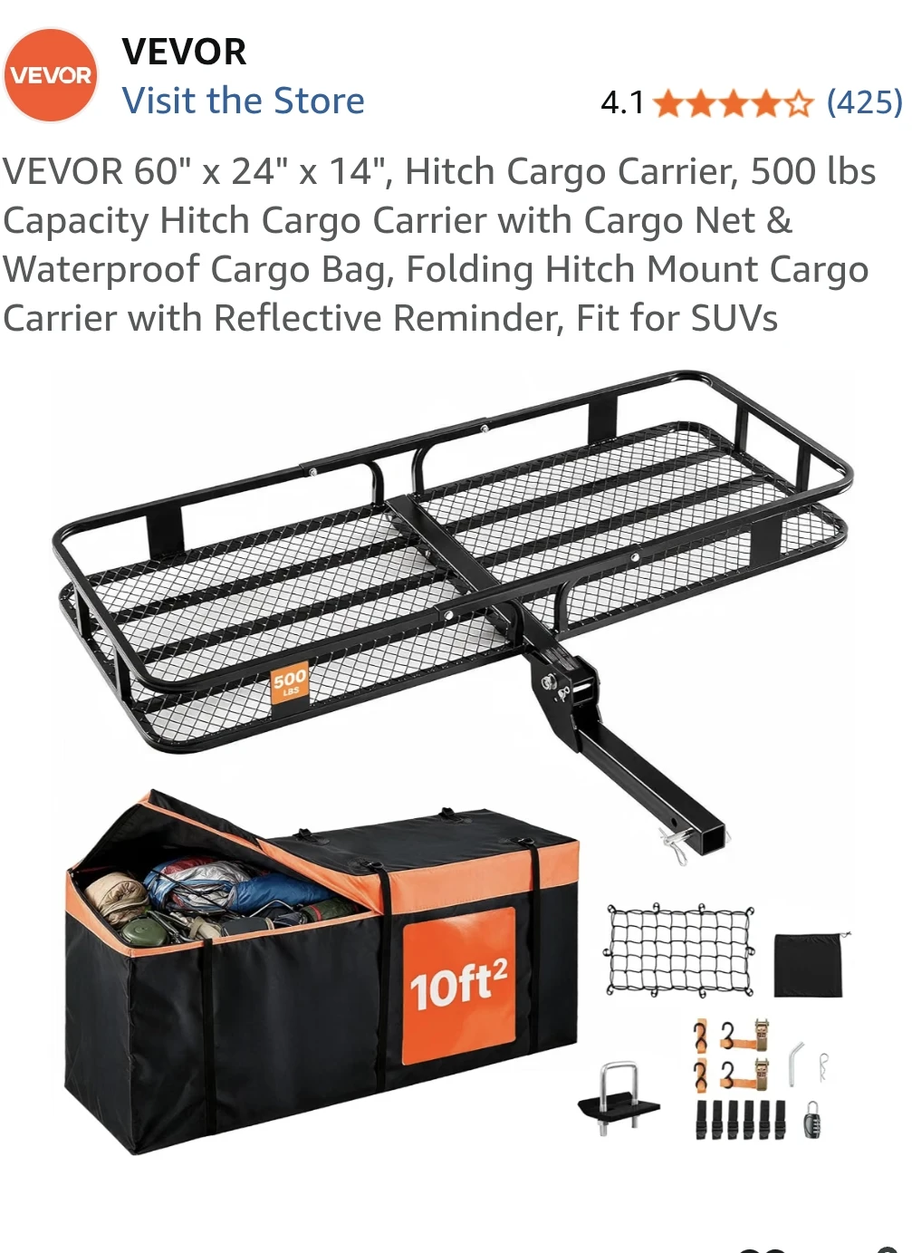 VEVOR Folding Hitch Cargo Carrier - photo 2