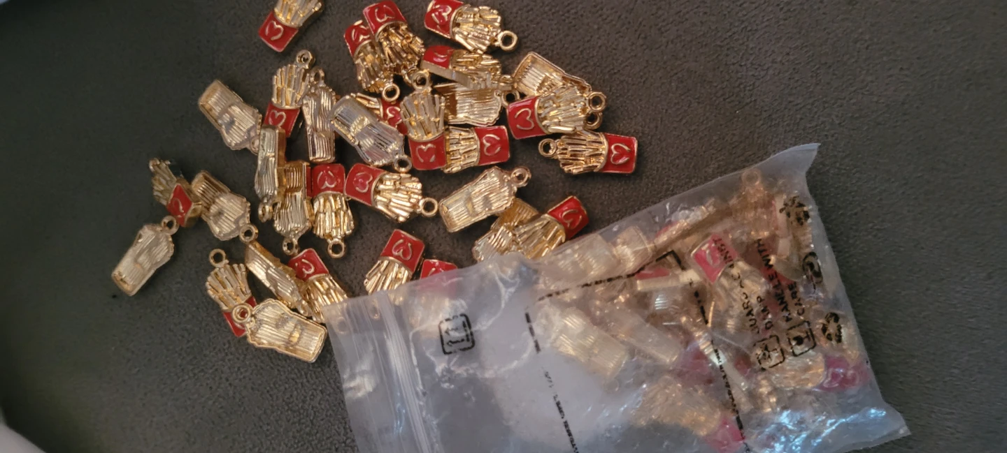 French Fry Charms Gold-Tone and Red