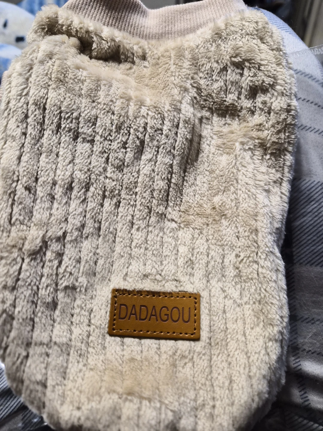 DADAGOU Beige Plush Pet Sweater