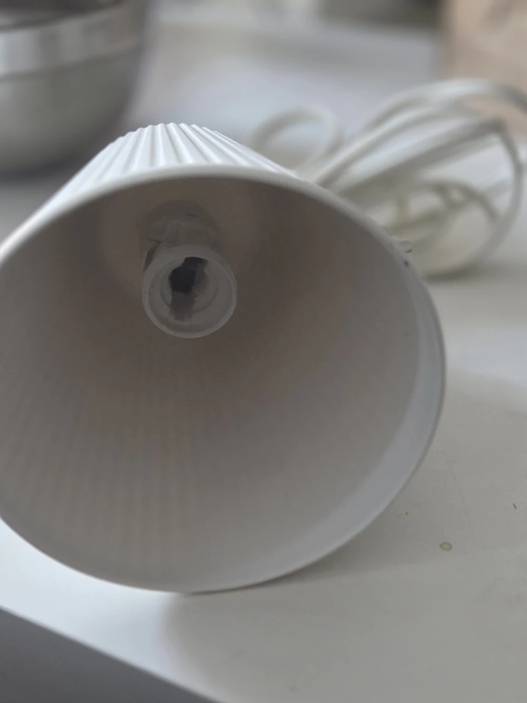 White IKEA Ribbed Pendant Light