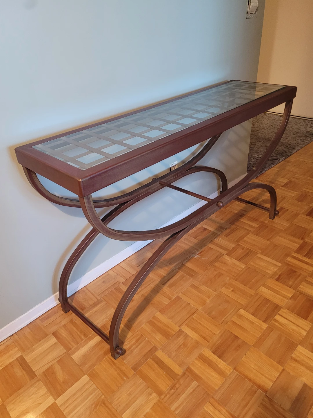 Metal and glass console table - photo 3