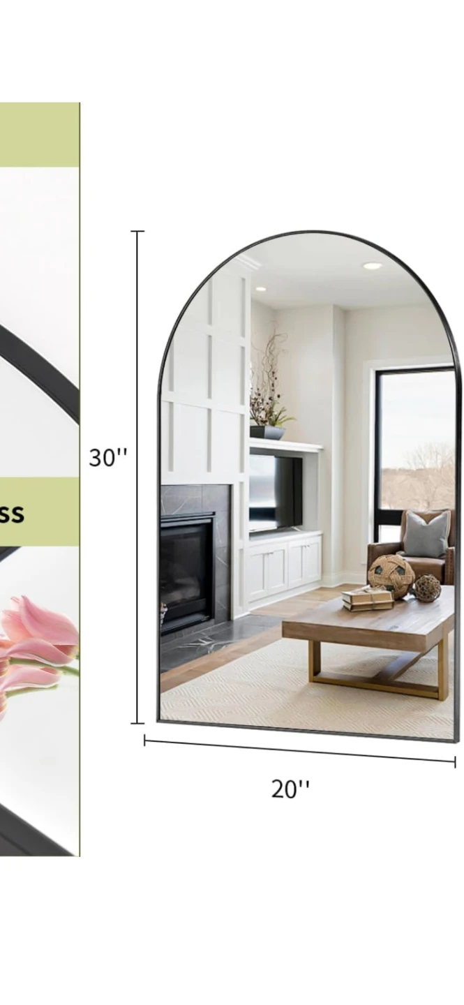 Arched Wall Mirror Black Frame - photo 4