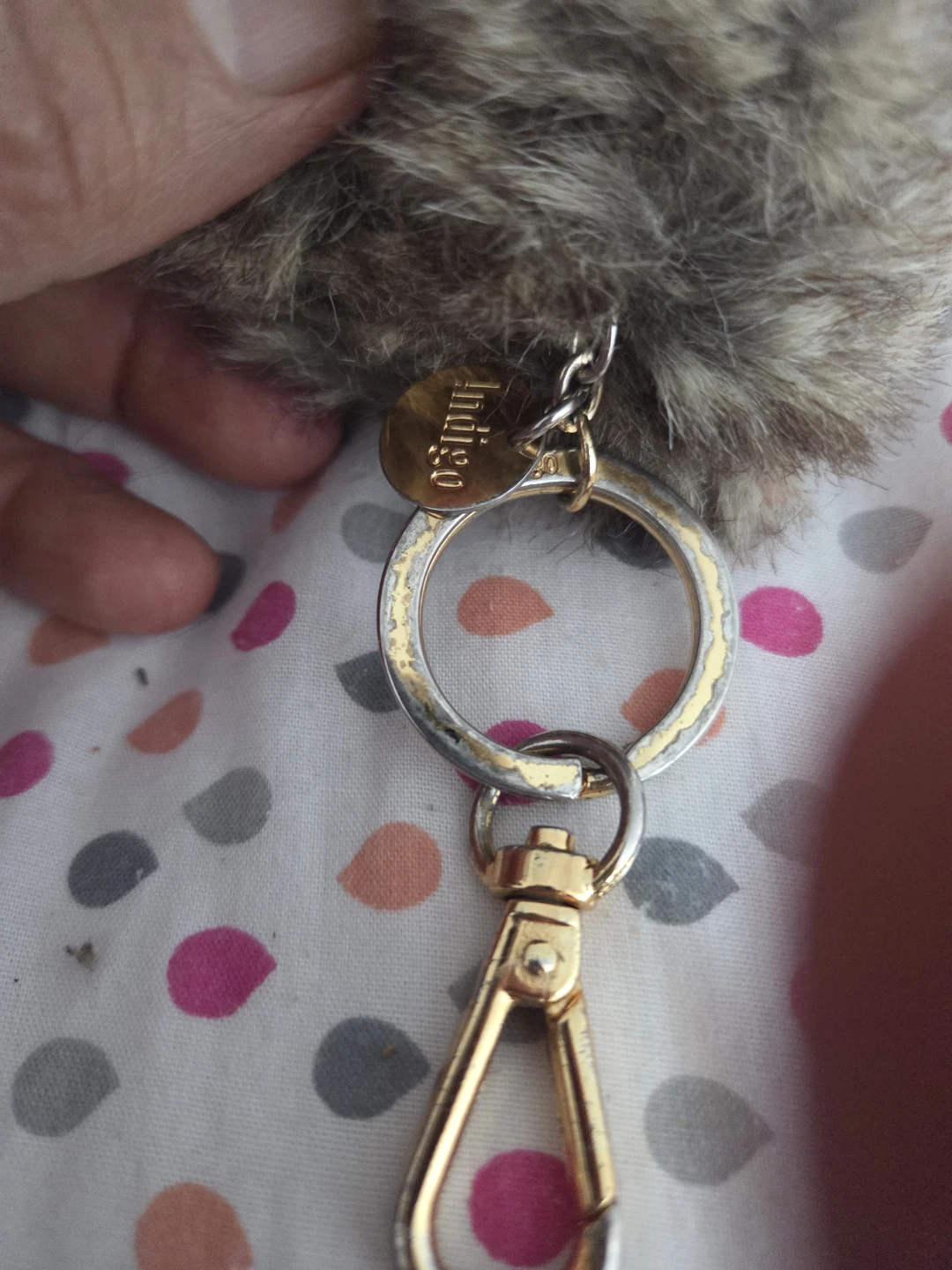 Indigo Faux Fur Pom Pom Keychain - photo 3