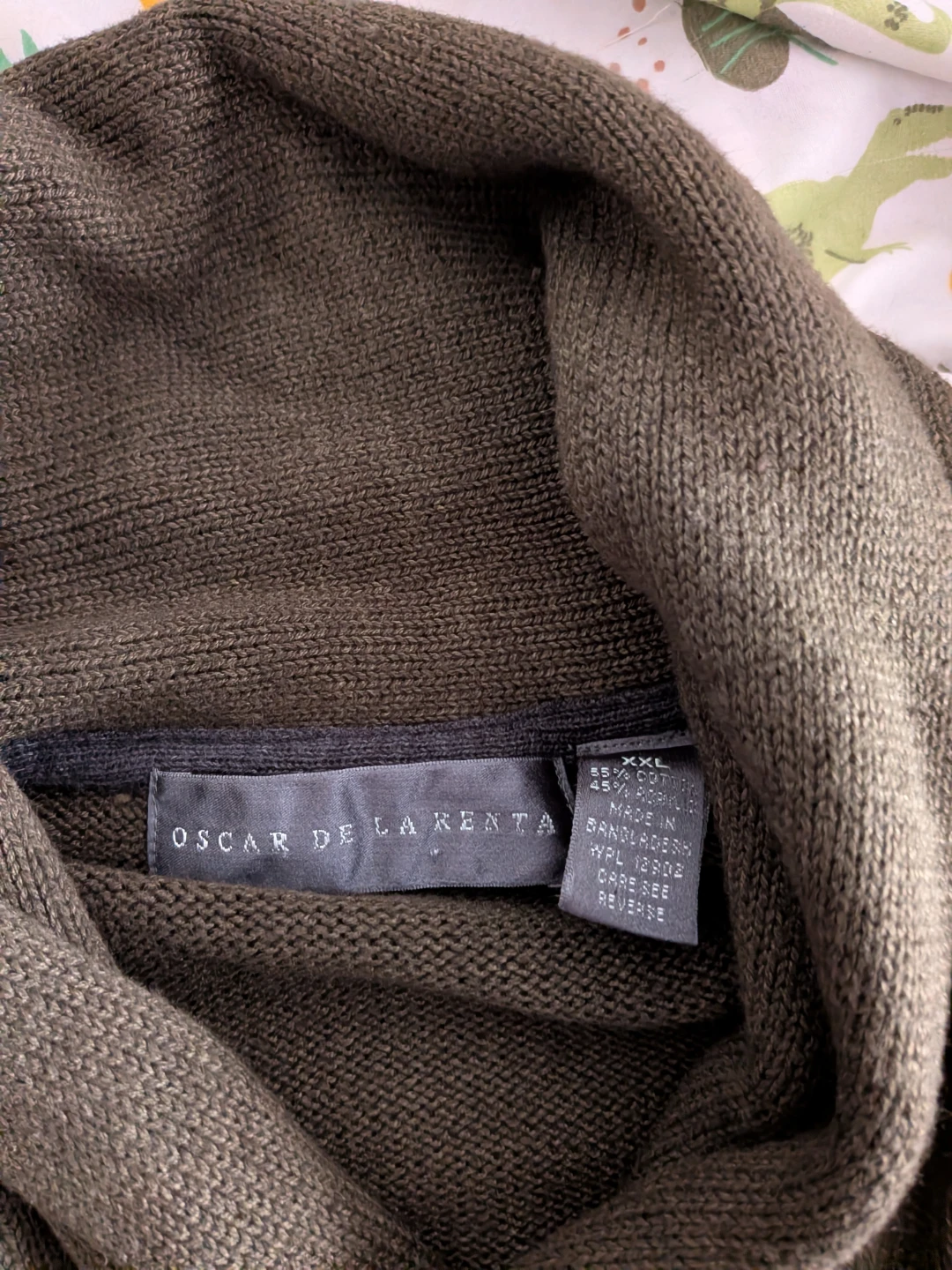 Vintage Chunky Oscar de la Renta Olive Green Sweater - XXL - photo 4