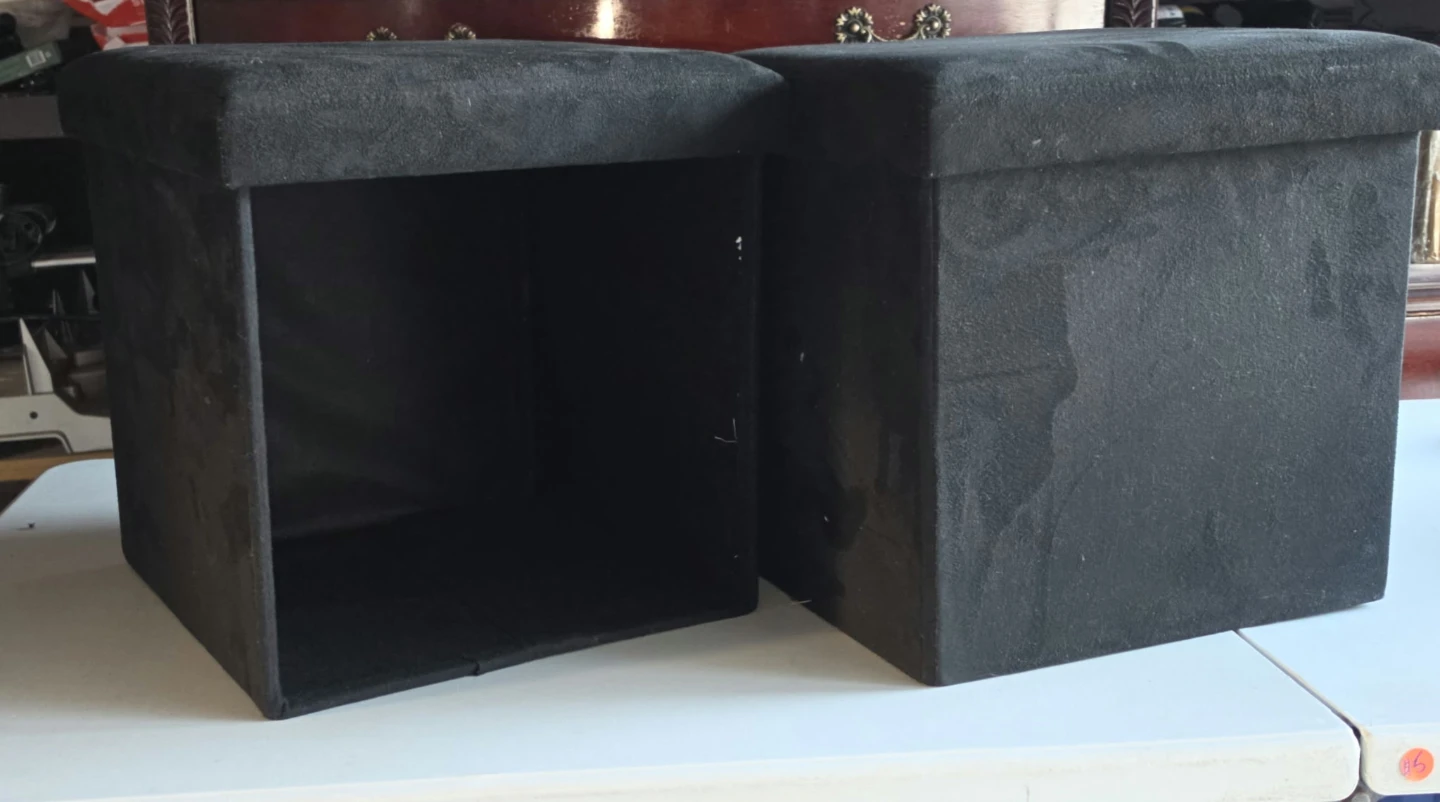 Set of Two Black Storage Ottomans