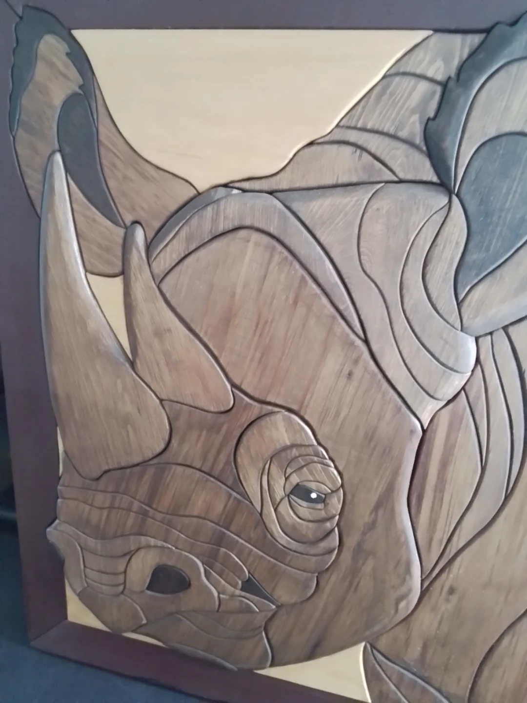 Intarsia Wooden Rhino Wall Art - photo 2