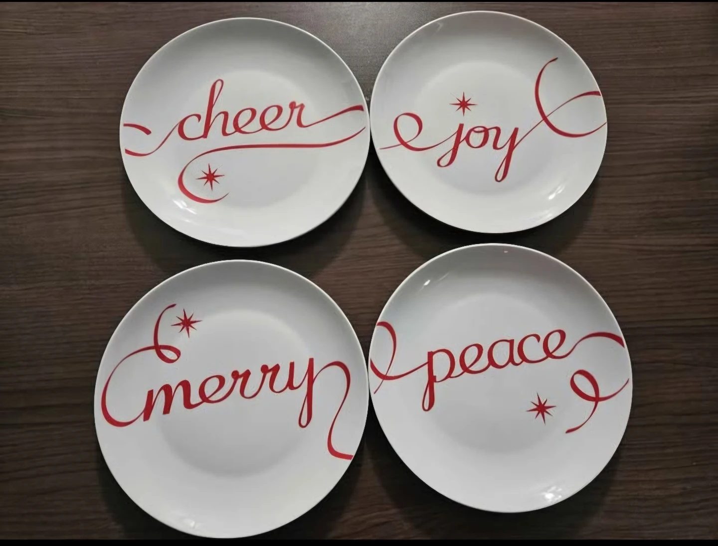 Set of 4 Holiday Wishes Plates