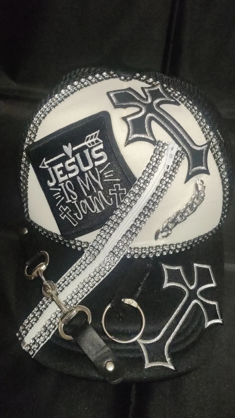 Custom Jesus Is My Jam Rhinestone Embellished Cap