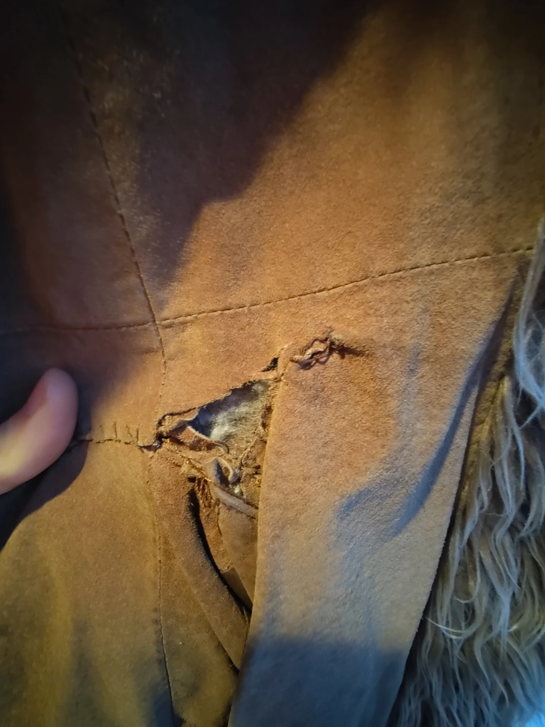 Suede Coat with Faux Fur Trim - photo 2