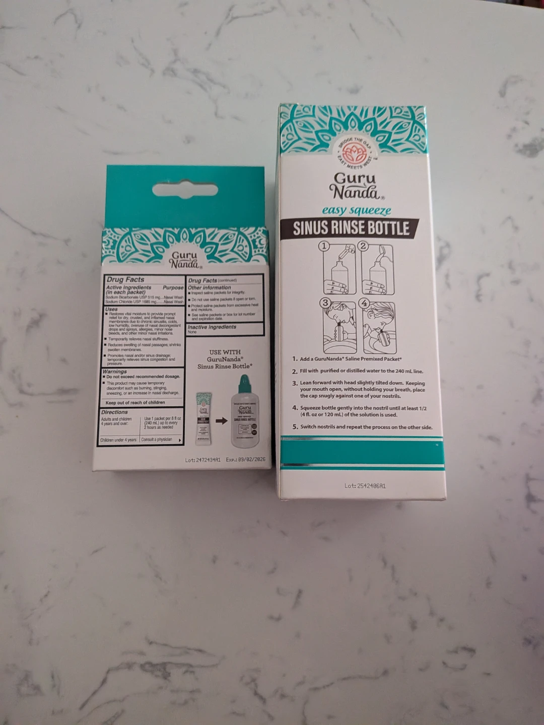 Guru Nanda Sinus Rinse Bottle and 8 Saline Packets - photo 2
