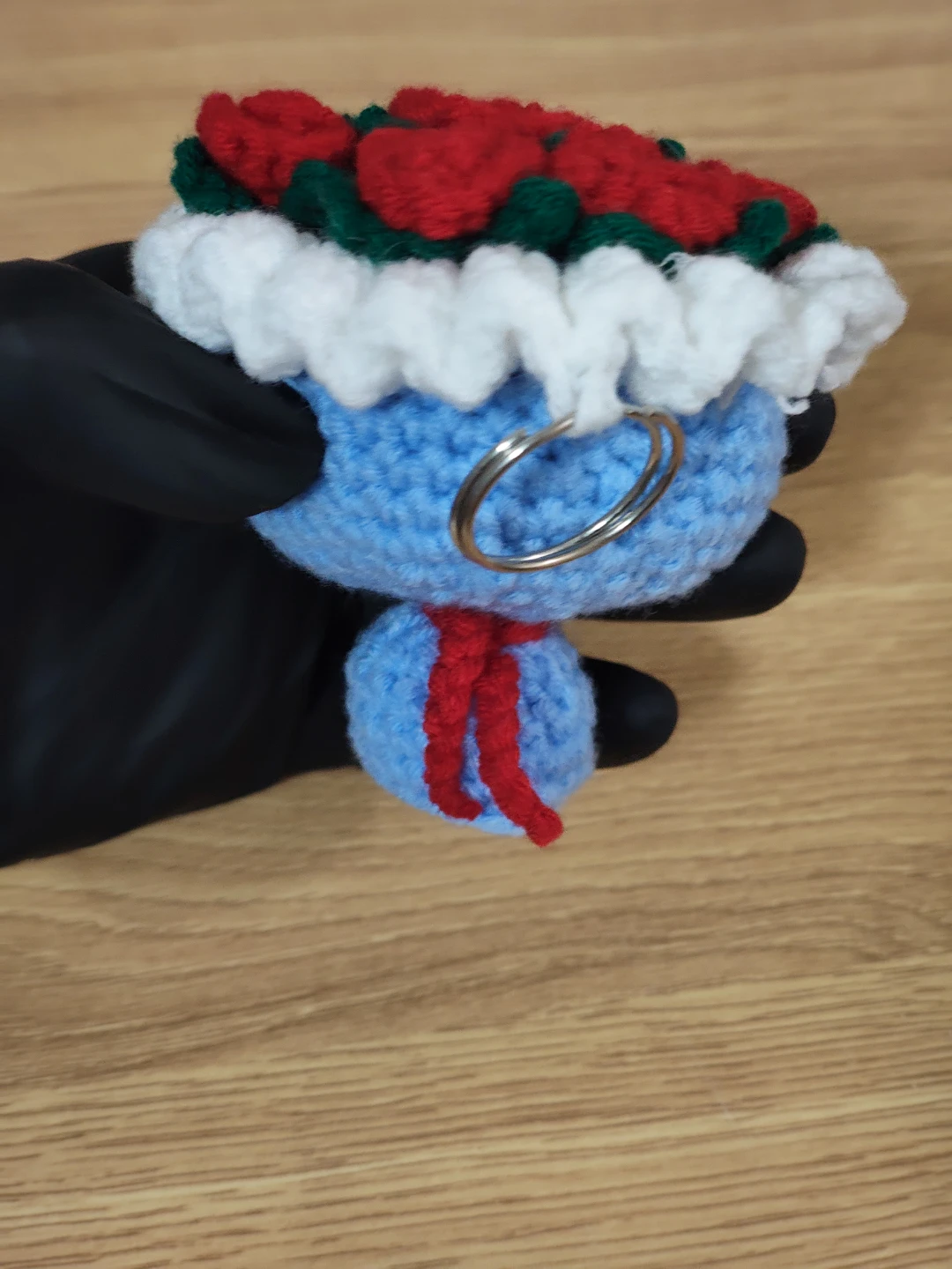 Handmade Crocheted Flower Bouquet Keychain - photo 3