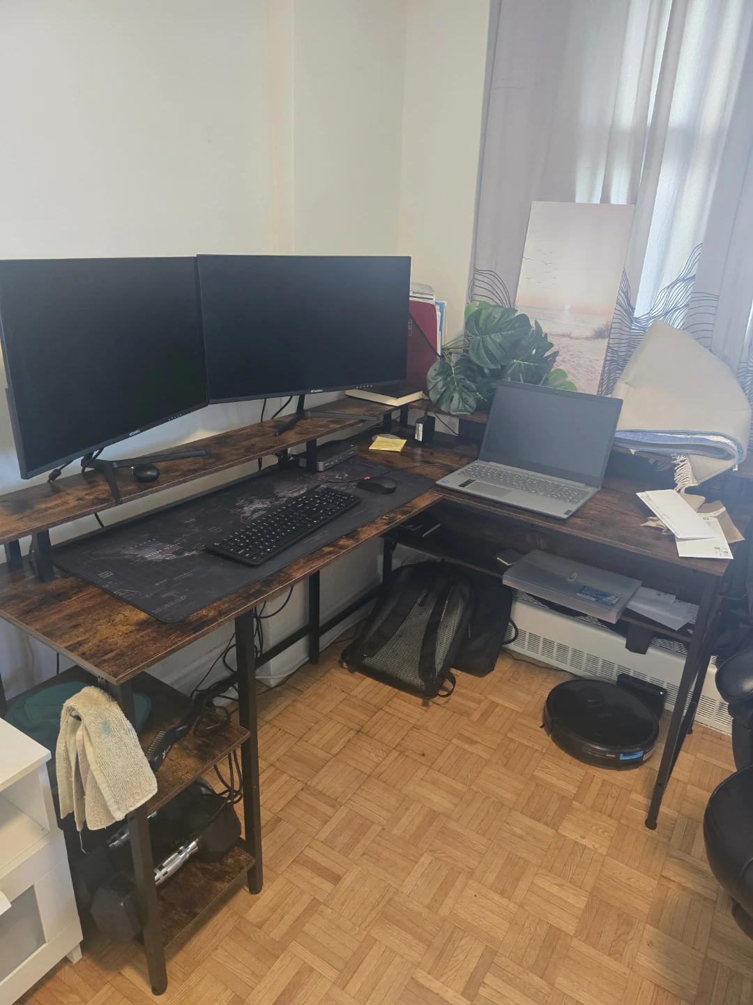 Solid Wood-Look L-Shaped Computer Desk - photo 2