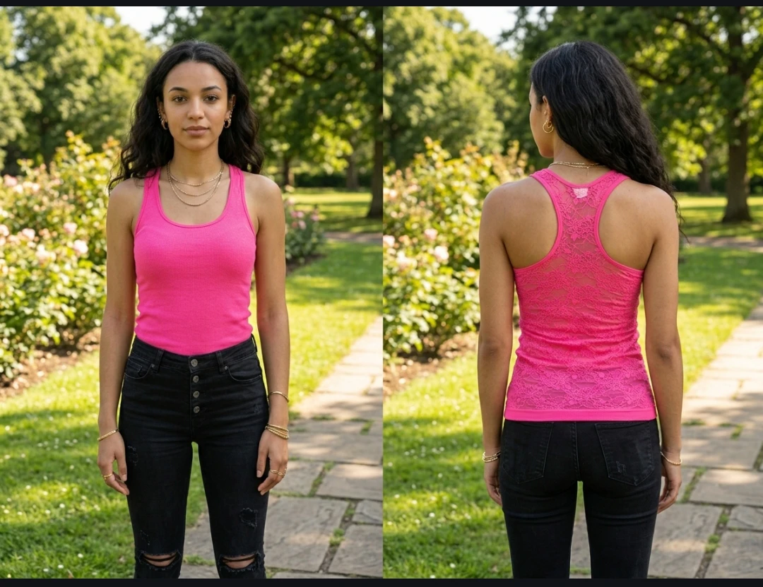 Hot Pink Lace Racerback Tank Top