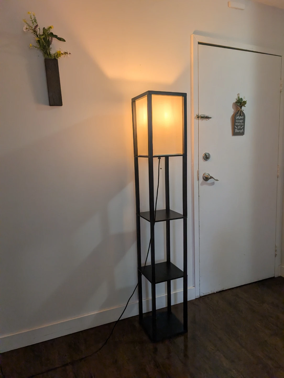 Black Floor Lamp with Shelves