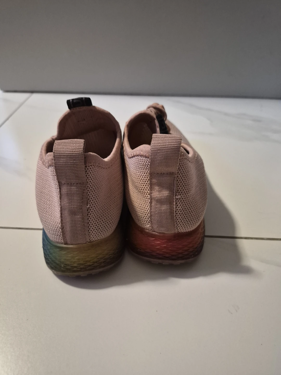 Women's/Girl's Pink Knit Rainbow Sole Sneakers - Size 36 (US 6) - photo 2