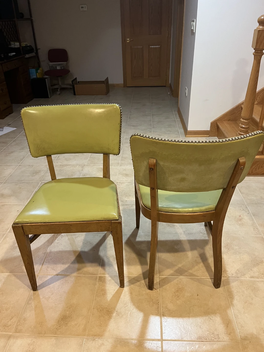 Set of four vintage green chairs